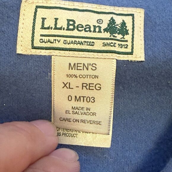 LL Bean Chamois Vintage Mens XL Navy Blue Heavy Flannel Button 0MT03 Excellent - Picture 5 of 7